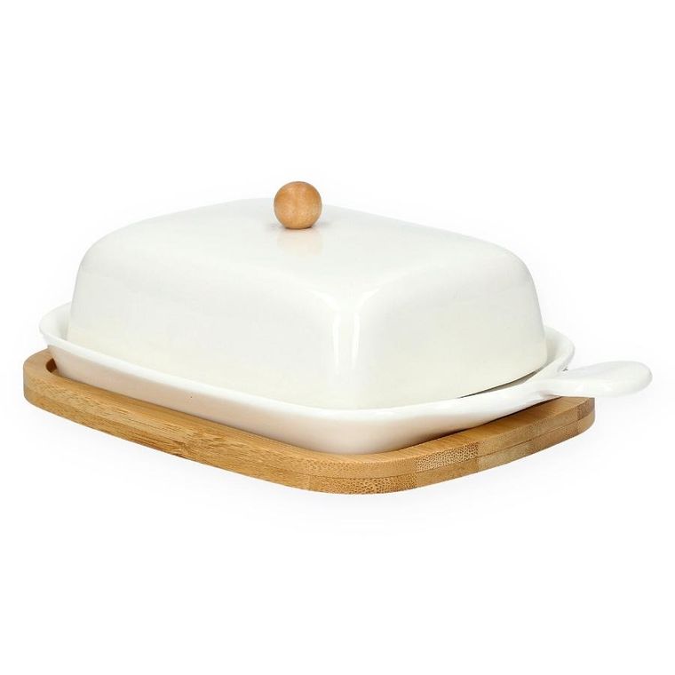 Homla, Fincan, Maselniczka ceramiczna z bambusowa podstawką 22 cm