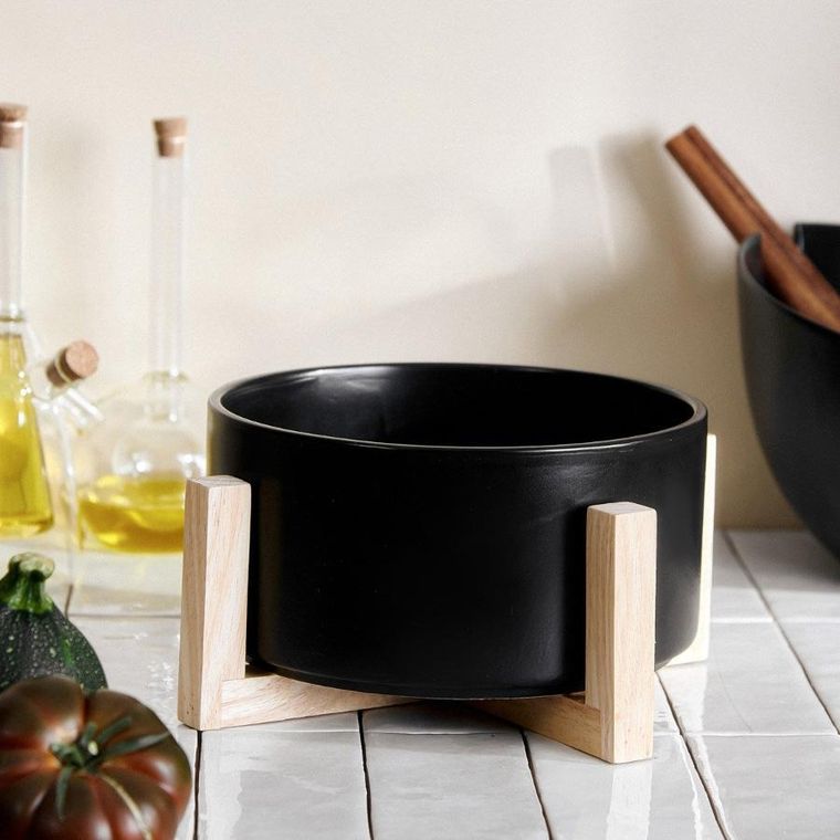 Homla, Fincan, misa do sałat, ceramiczna, czarna, 20-10 cm