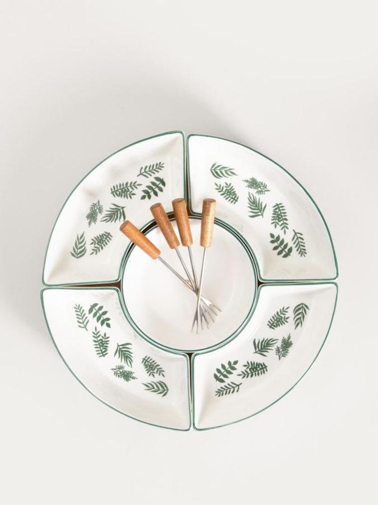 Homla, Fincan, półmisek, w zielone liście, 30 cm