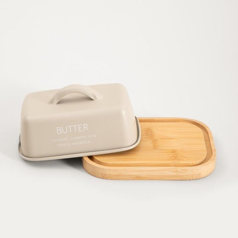 Homla, Flora, maselniczka, z drewnianą podstawką, 15,5-10,5 cm, 762222