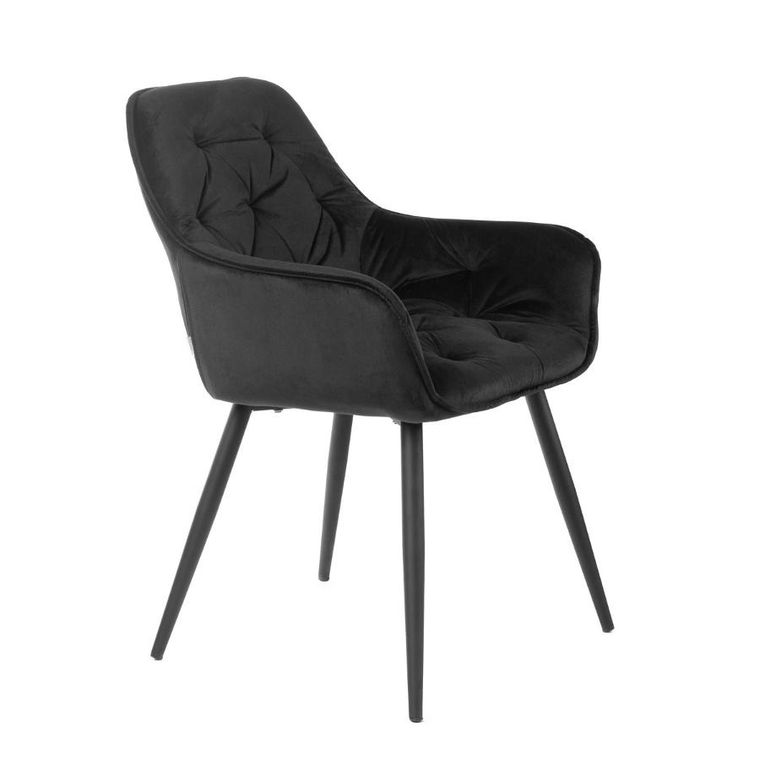 Homla, Flossi, Krzesło welurowe czarne 57-63-84 cm
