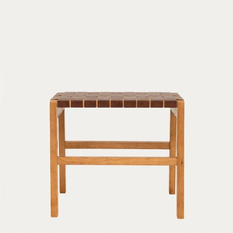 Homla, Futurum, taboret, drewniany, brązowy, 50-35-45 cm