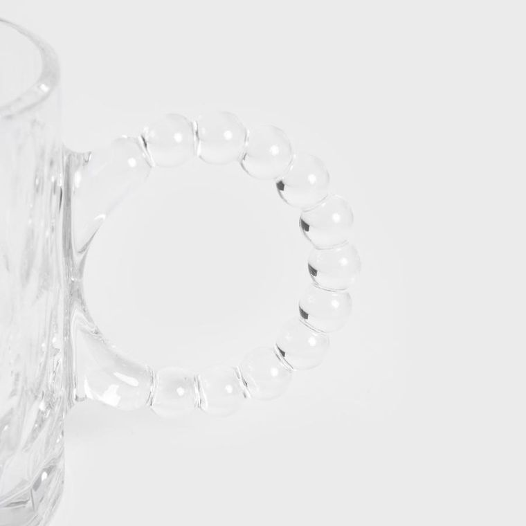 Homla, Glassic, filiżanka szklana, młotkowana z koralikowym uchem, 0,3 l