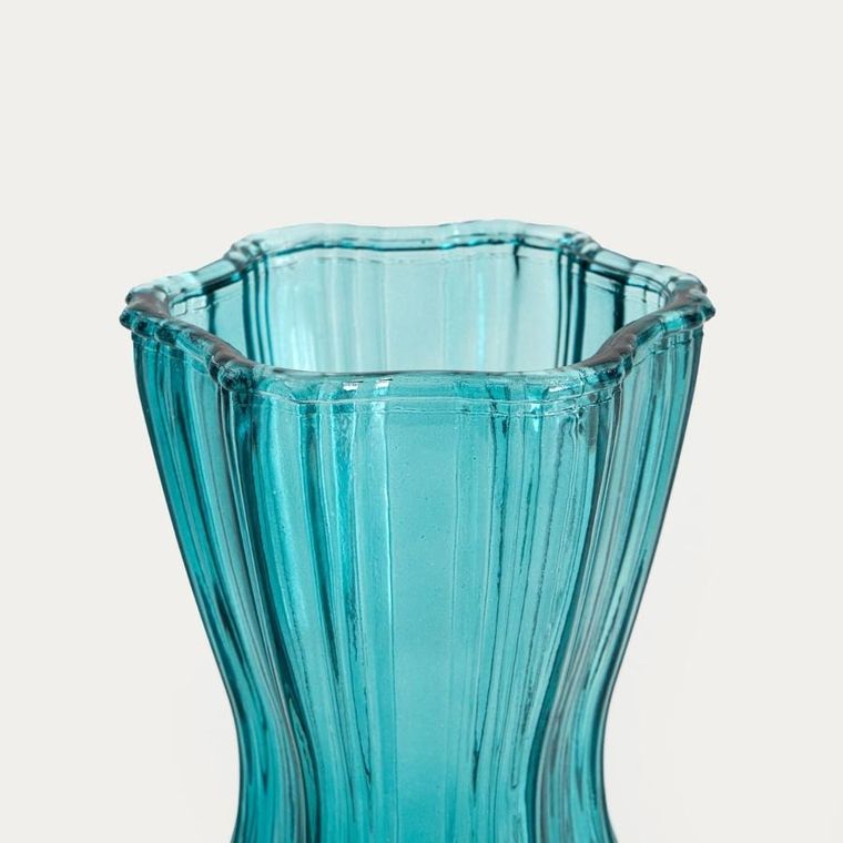 Homla, Junne, wazon, szklany turkusowy, 13-25 cm
