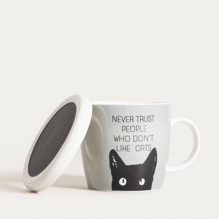 Homla, Kiki, kubek, z pokrywką i czarnym kotem, 0,3l