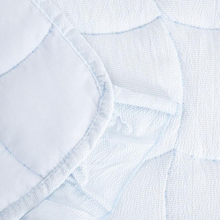 Homla, Leona, narzuta, błękitna z pikowaniem i ozdobną falbaną, 200-220 cm