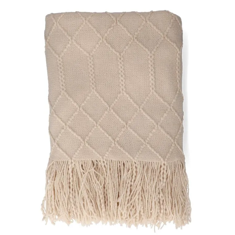Homla, Loop, Koc beżowy w splot kulkowy, 130-170 cm, 812878