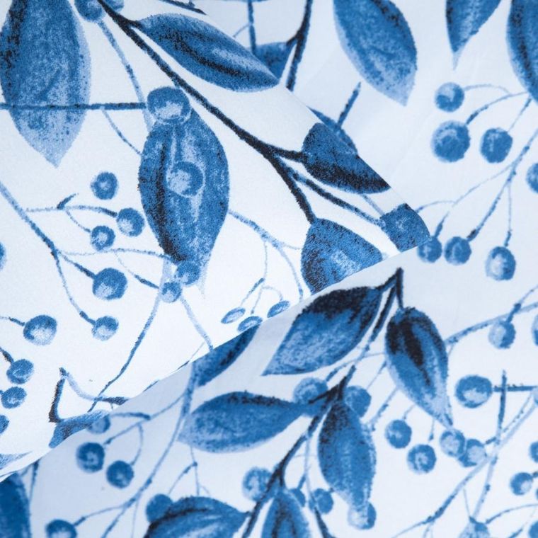 Homla, Luna, pościel, z mikrofibry w niebieskie liście, 160-200 cm