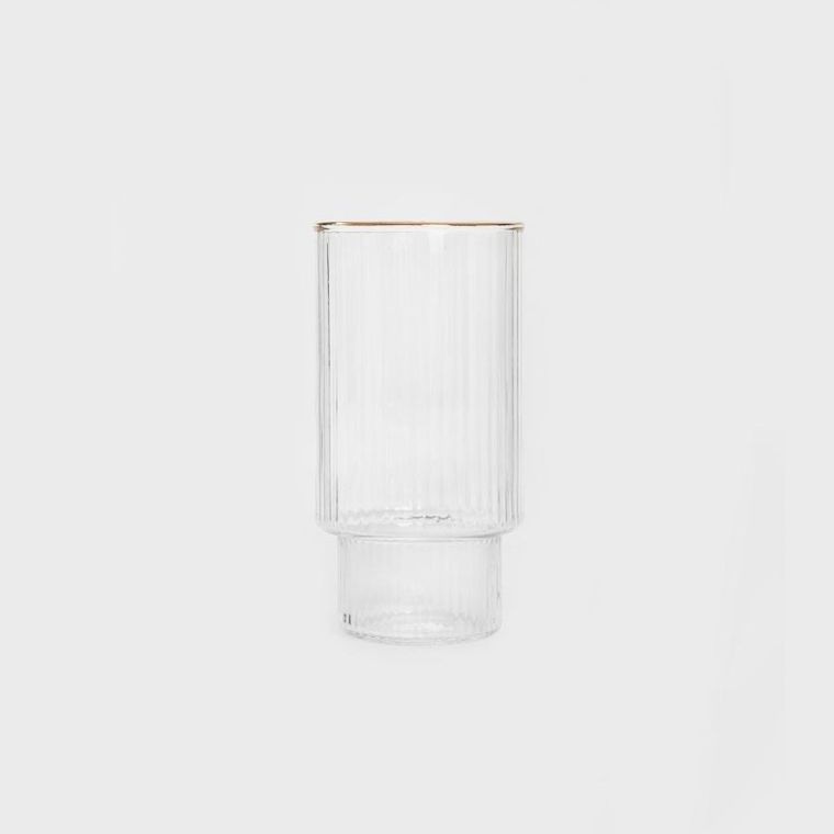 Homla, Lynn, szklanka, piętrowana ryflowana duża ze złotym rantem, 0,4 l