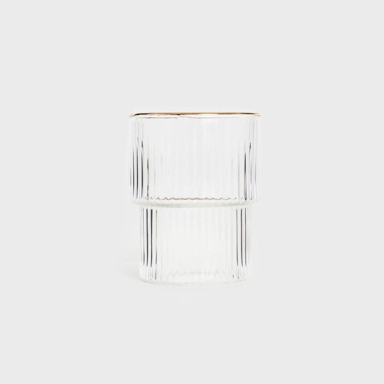 Homla, Lynn, szklanka, piętrowana ryflowana mała ze złotym rantem, 0,32l