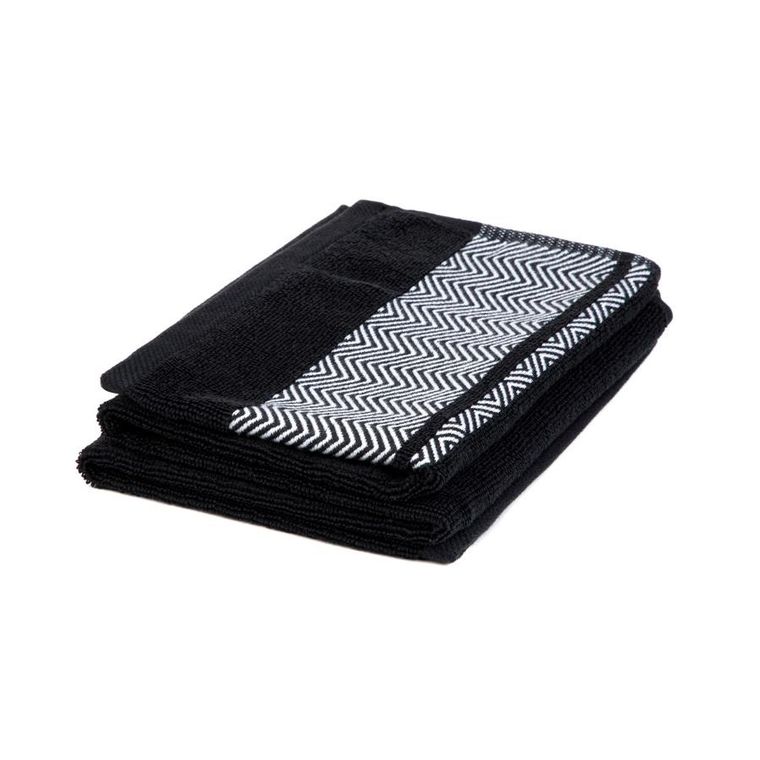 Homla, Maiara, ręcznik, bawełniany czarny z ozdobnym przeszyciem, 50-90 cm