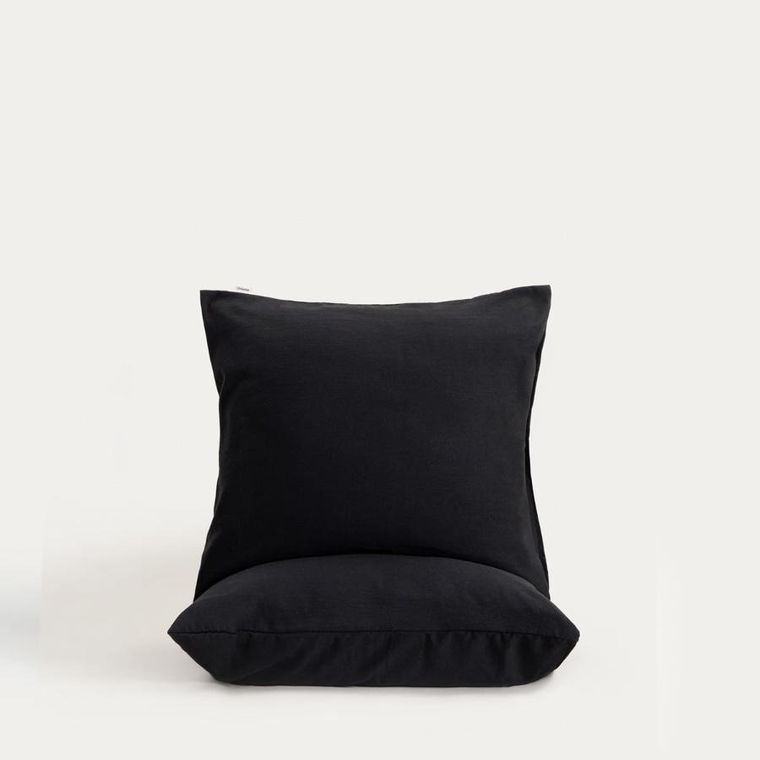 Homla, Maisy, zestaw dwóch poszewek z mikrofibry, czarnych, 40-40 cm
