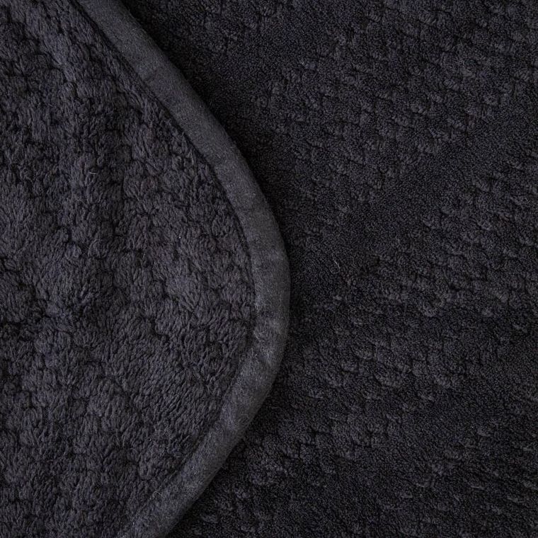 Homla, Mavro, koc miękki czarny z ozdobnym przeszyciem i lamówką, 150-200 cm