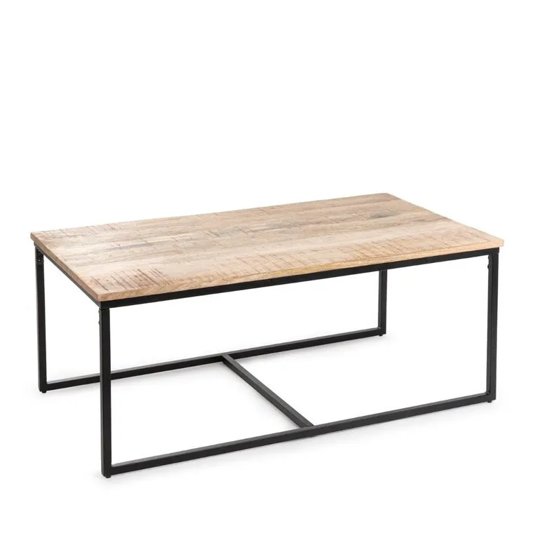 Homla, Maya, zestaw stolików kawowych, lite drewno mango + metal, 110-60-45 cm, 50-50-40 cm