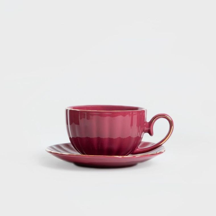 Homla, Mina, filiżanka, ze spodkiem duża burgundowa, 0,25 l