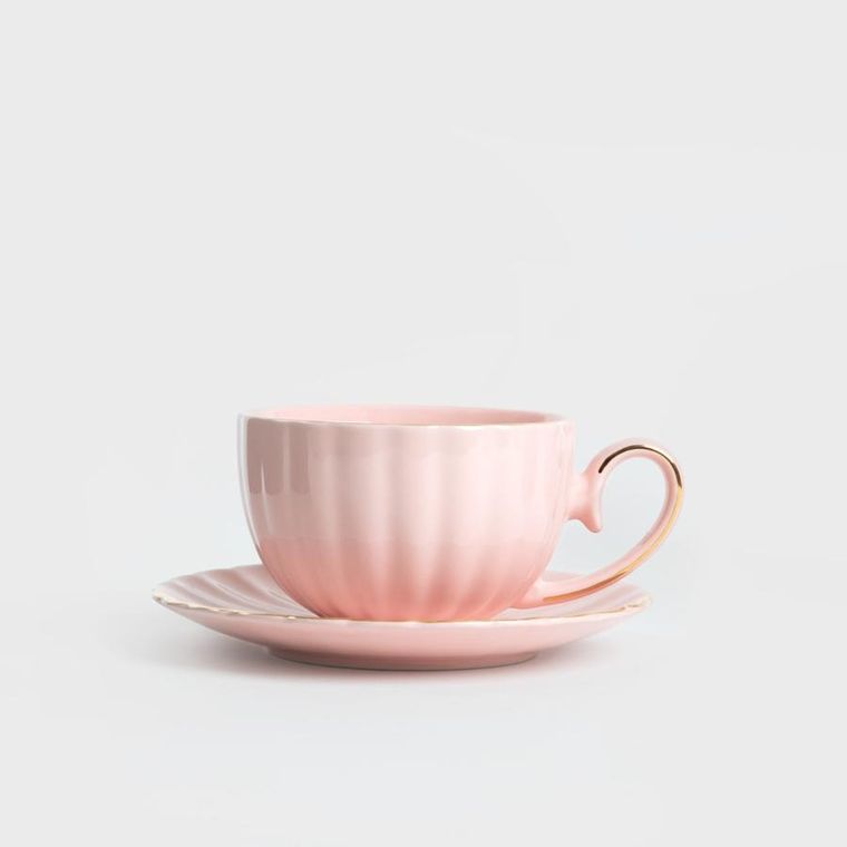 Homla, Mina, filiżanka, ze spodkiem duża różowa, 0,25 l