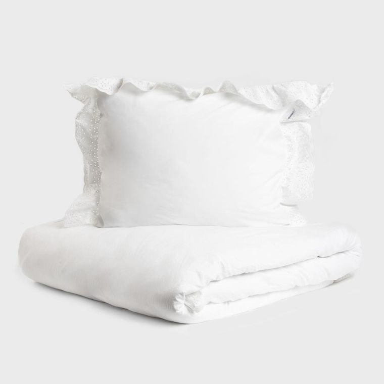 Homla, Morain, pościel z mikrofibry, biała z koronką, 140-200 cm, 734472