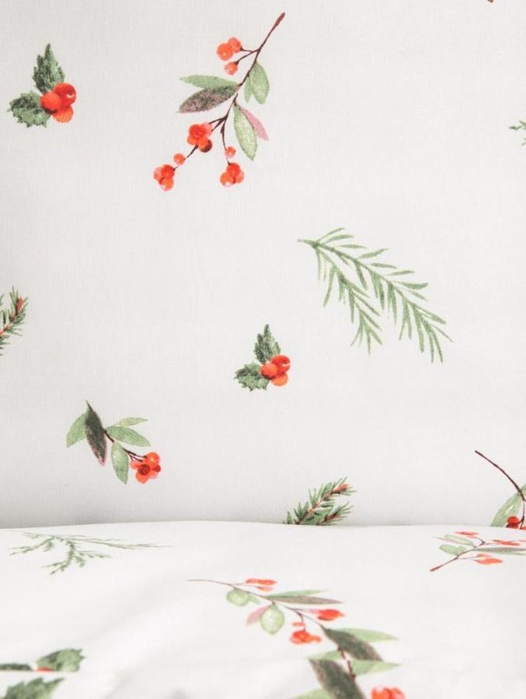 Homla, Natale, pościel, oliwkowa w świąteczny nadruk, 200-220 cm