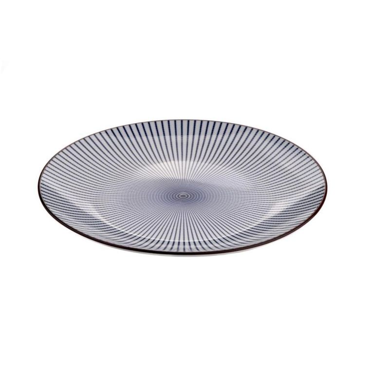 Homla, Navia, talerz obiadowy, granatowy z brązową obwódką, 27 cm