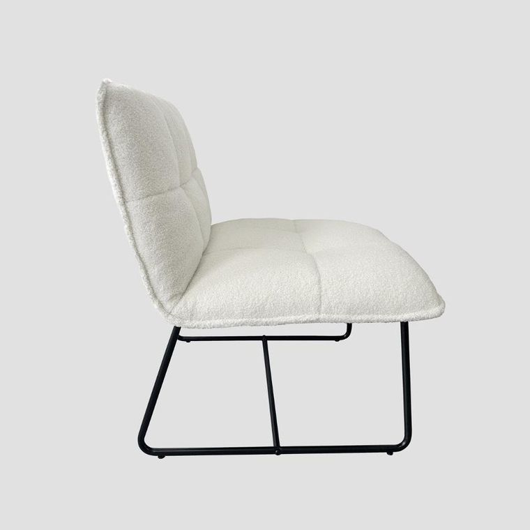 Homla, Nelox, fotel w tkaninie teddy bouclé, ecru, 63-69-73 cm