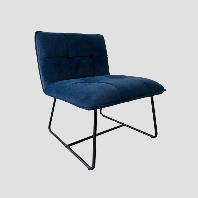 Homla, Nelox, fotel welurowy, granatowy, 63-69-73 cm