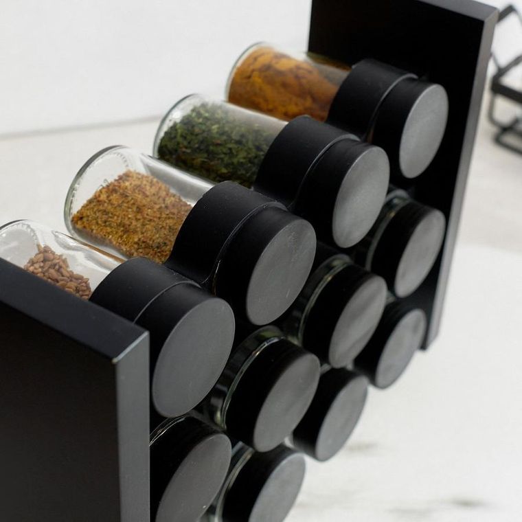 Homla, Otto, przyprawnik, czarny, 12 słoiczków, 26-21 cm