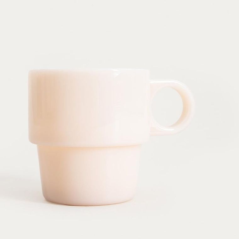 Homla, Pallora, szklanka, z uchem z mlecznego szkła beżowa, 0,25l