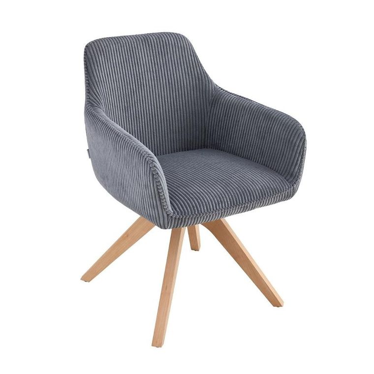 Homla, Pema, krzesło sztruksowe, ciemnoszare, 56-60-82 cm