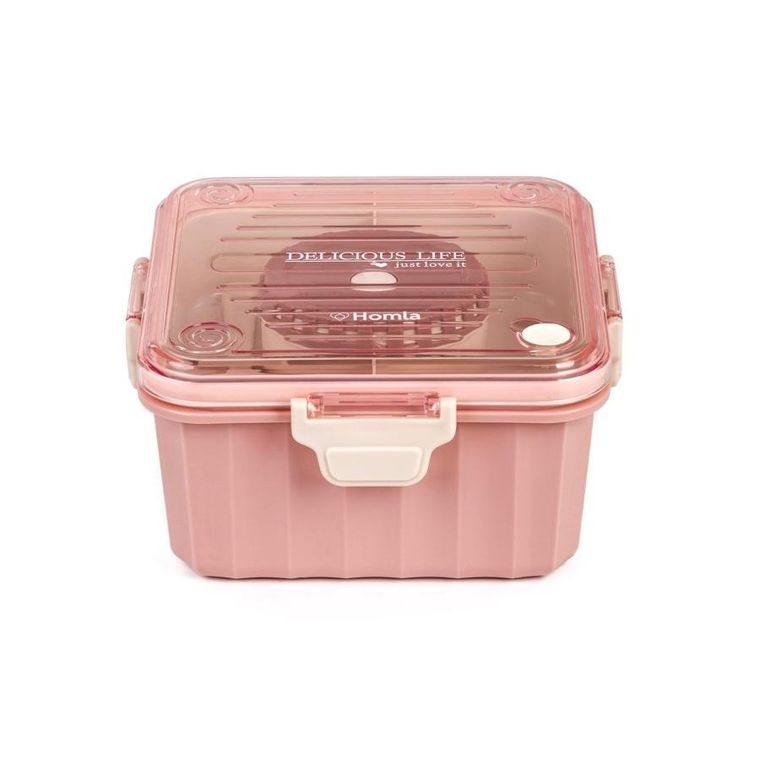 Homla, Poppie, lunchbox ze sztućcami, różowy, 2,15l, 896038
