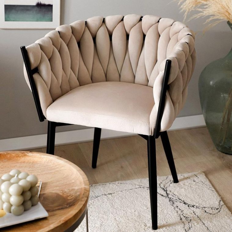 Homla, Prinssi, krzesło, welurowe beżowe, 64-54-73 cm