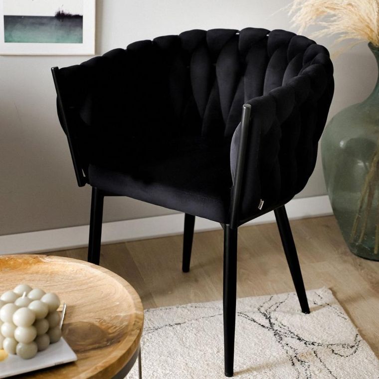 Homla, Prinssi, krzesło, welurowe czarne, 64-54-73 cm
