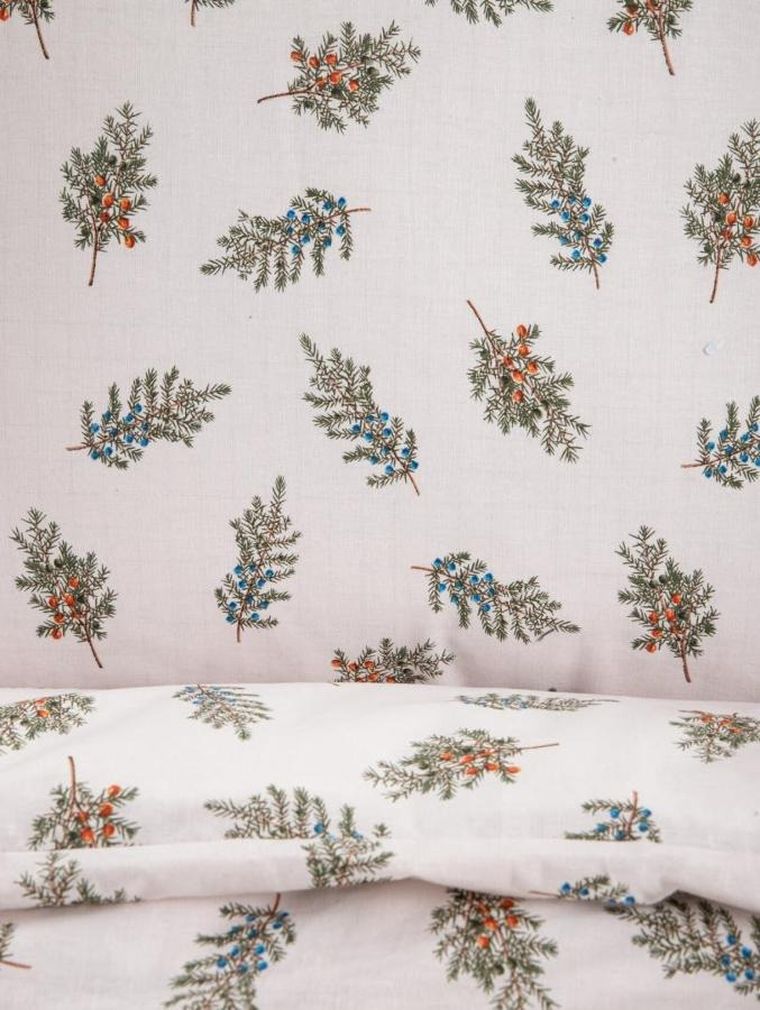 Homla, Ramoscelli, pościel, biała w świąteczny nadruk, 160-200 cm