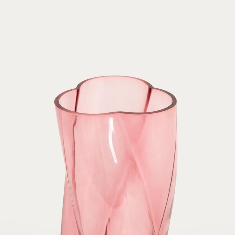 Homla, Raya, wazon, szklany skręcony różowy, 10,5-10,5-26 cm
