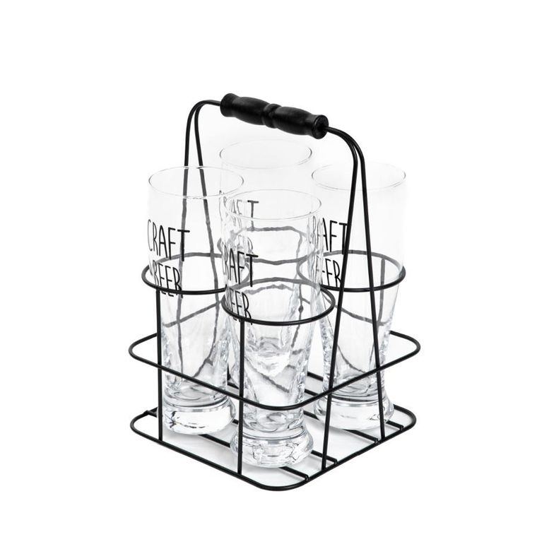 Homla, Raya, Zestaw piwny z metalowym stojakiem, 4 szt., 0,4 l, 894775