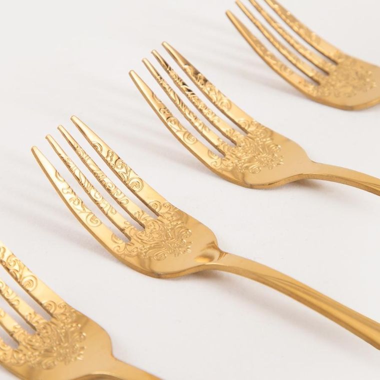 Homla, Regalia, zestaw widelczyków deserowych, złotych, 4 szt.