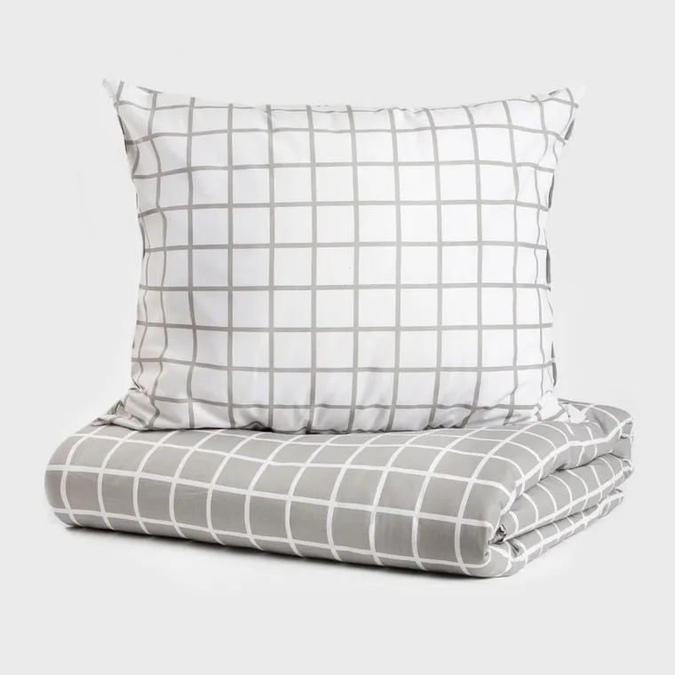 Homla, Reyes, pościel, bawełniana dwustonna szaro-biała, 140-200 cm