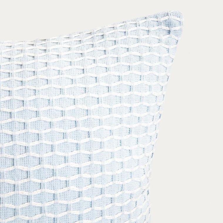 Homla, Riley, poszewka, bawełniana błękitna z dekoracyjnym przeszyciem geometrycznym, 45-45 cm