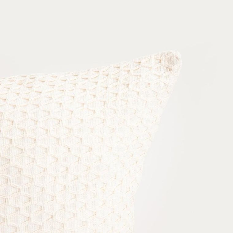 Homla, Riley, poszewka, bawełniana ecru z dekoracyjnym przeszyciem geometrycznym, 45-45 cm