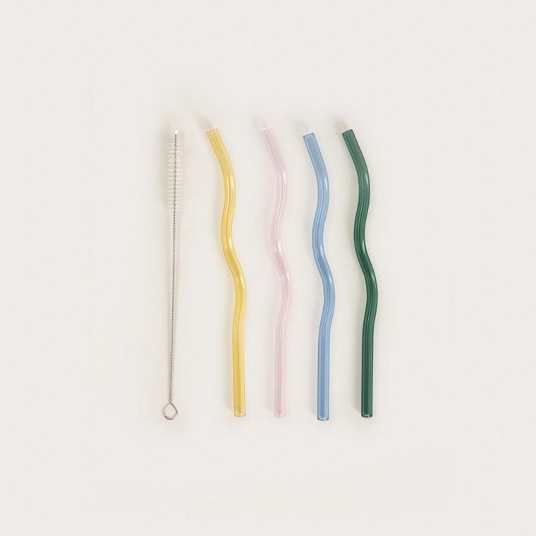 Homla, Rithi Summer, zestaw słomek z czyścikiem, wielokolorowe, 20 cm, 5 elementów