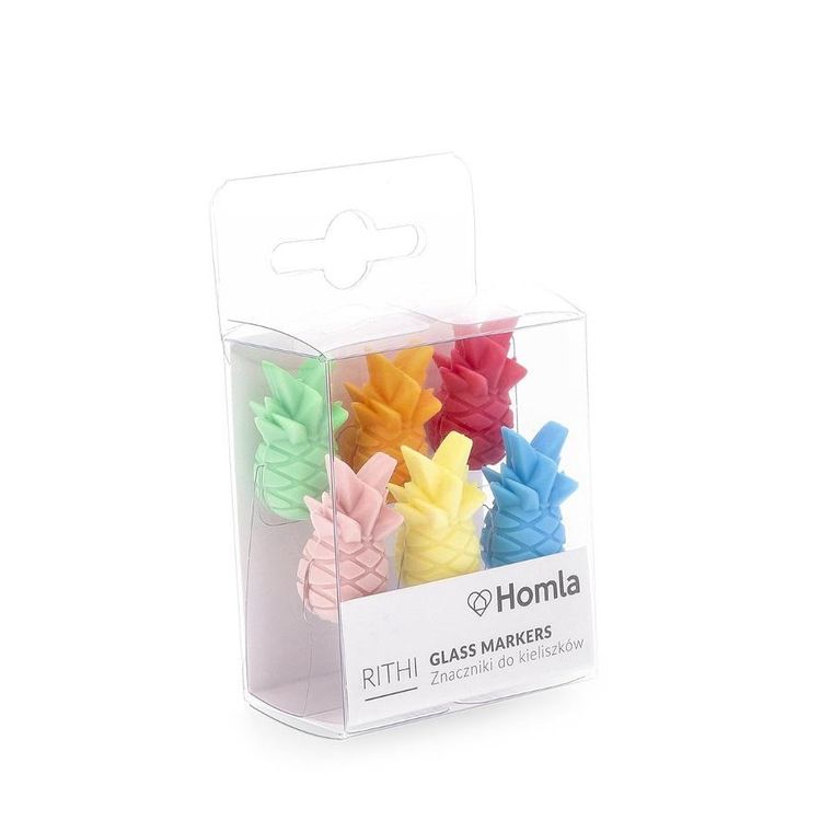 Homla, Rithi, znaczniki do kieliszków, ananas, 6 szt.