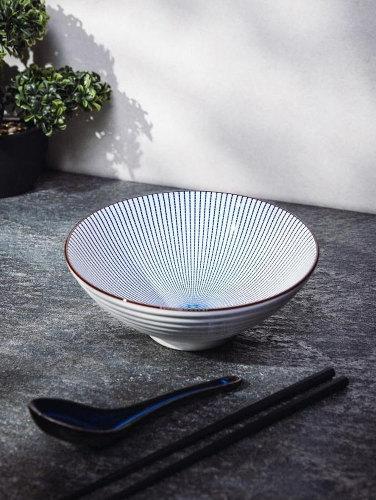 Homla, Salado, miska, w paski z brązowym rantem, 21 cm