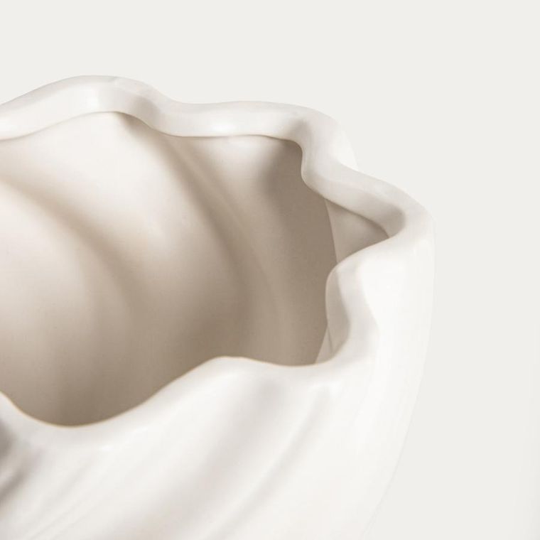 Homla, Salana, osłonka na doniczkę, falowana biała, 18-13 cm