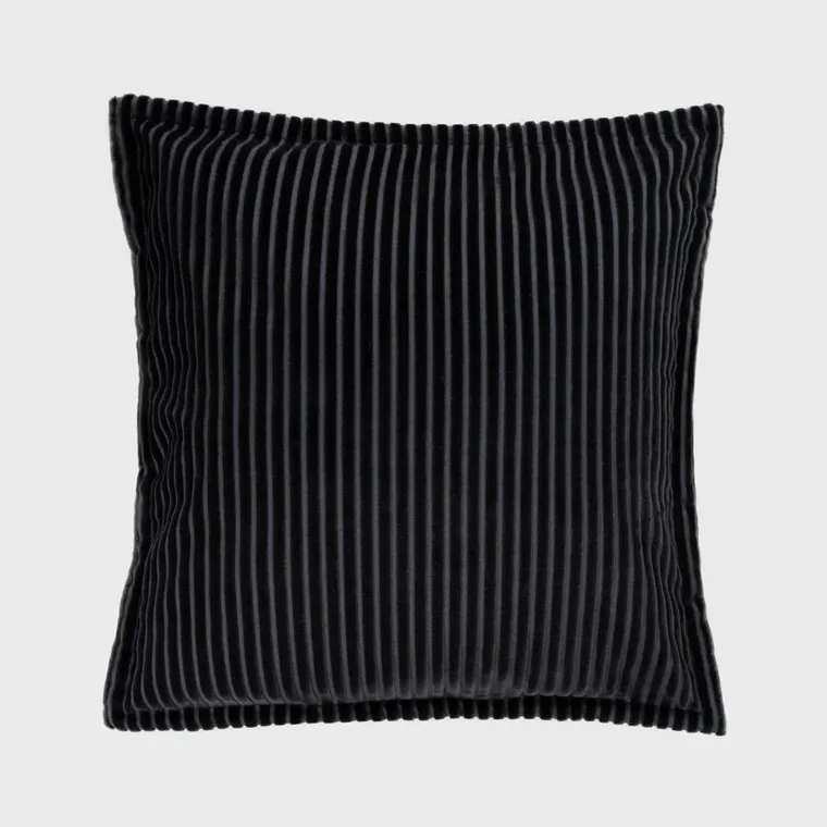 Homla, Samt, poszewka, welurowa struktura sztruksu czarna, 45-45 cm