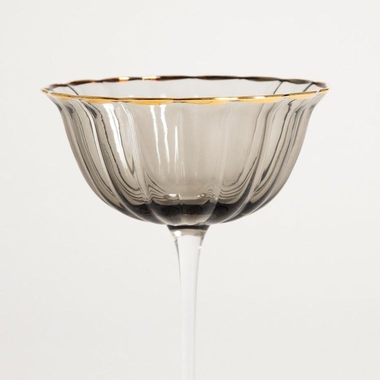 Homla, Scuro, kieliszek koktajlowy, czarny ze złotym rantem, 0,2l