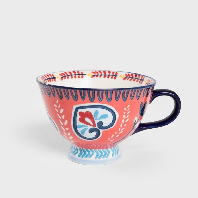 Homla, Shilla, kubek, ręcznie malowany z granatowym uchem, 0,4 l