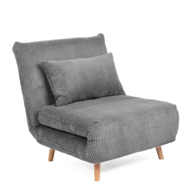 Homla, Solace, sofa sztruksowa, 1-osobowa, z funkcją spania, szara, 83-91-84 cm, 871639