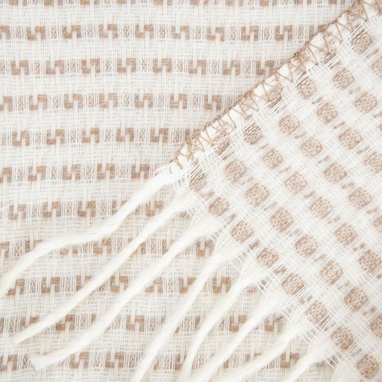 Homla, Sorbo, koc, z frędzlami i strukturalnym beżowym wzorem, 150-200 cm