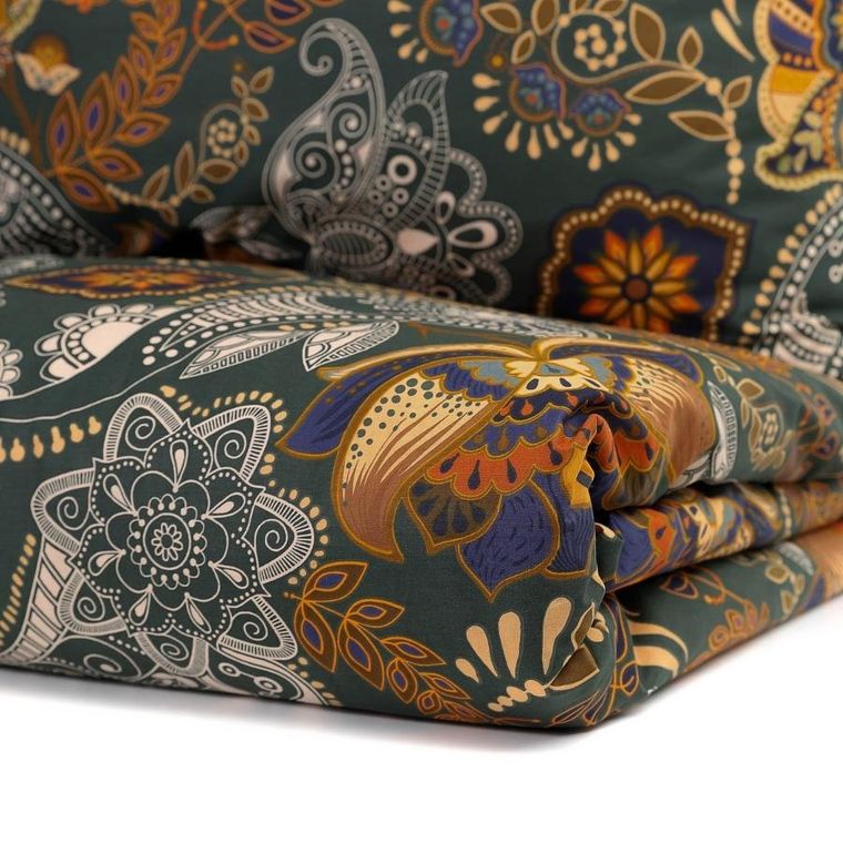 Homla, Tapua, pościel bawełniana, zielona, 135-200 + 1*80-80 cm