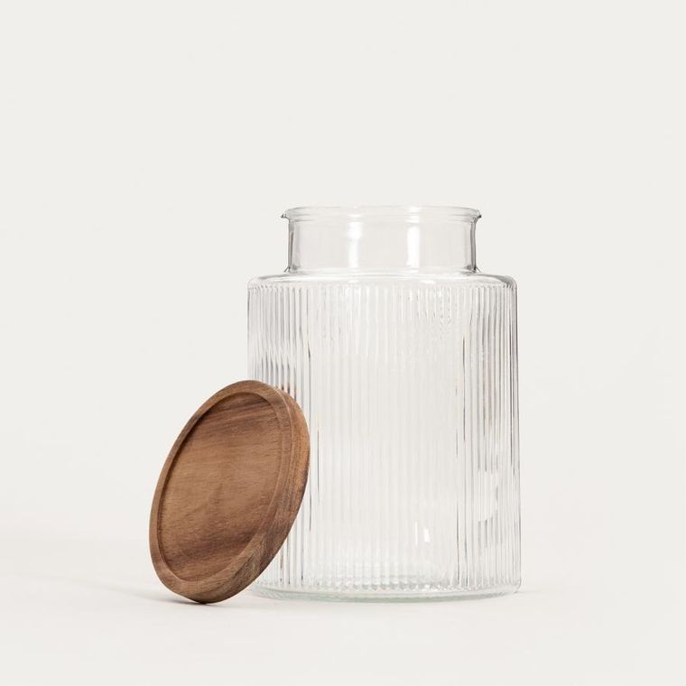 Homla, Tarro, pojemnik ryflowany z drewnianą pokrywką, 1,6l