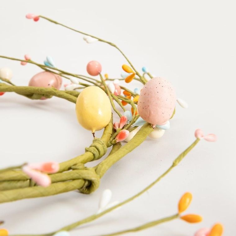 Homla, Tazia, wieniec wielkanocny, z kolorowymi baziami i jajkami, 20 cm